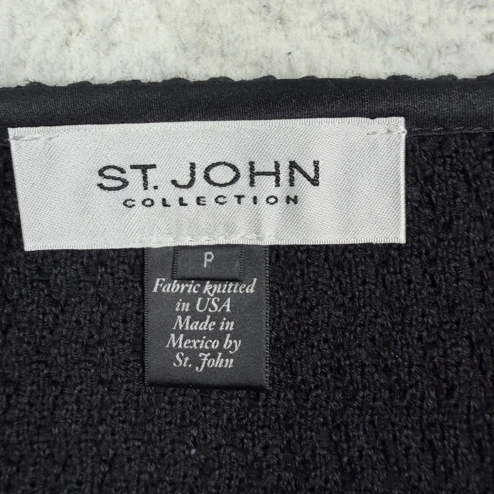 St.‎ John Pencil Skirt Women Petite Black Santana Knit Textured Professional